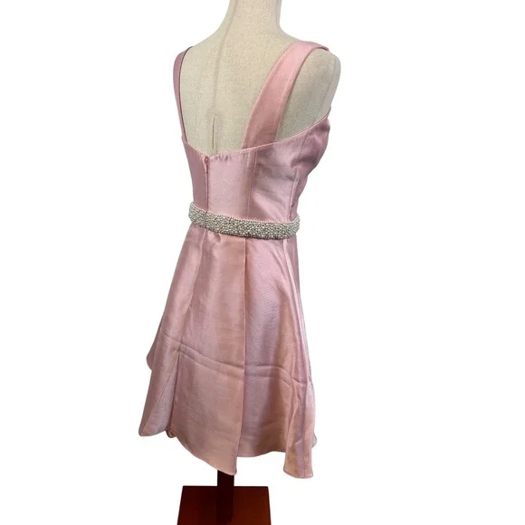 Ashley Lauren Pink Party Dress Pearl Belt Cocktail Dance Homecoming Size 4